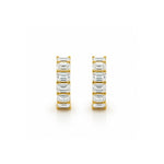 Load image into Gallery viewer, 18K Yellow Gold Small Emerald Cut Diamond Hoop Earrings