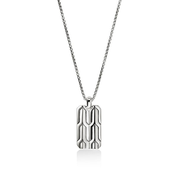 JOHN HARDY Mens Sterling Silver Icon 50 Tag Necklace