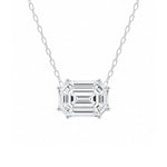 Load image into Gallery viewer, 18K White Gold Illusion Emerald Pendant Necklace