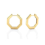Load image into Gallery viewer, MICHAEL M 14K Yellow Gold Octave Knifed Hoop Earrings