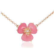 VIANNA 18K Rose Gold Pensée Malva Quartz and Diamond Necklace- SALE