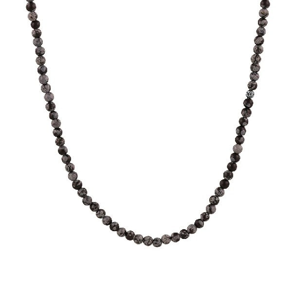 JOHN VARVATOS Gothic Sterling Silver Obsidian Beaded Necklace
