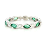 Load image into Gallery viewer, 18K White Gold Marquise Emerald and Diamond Band