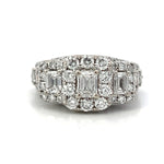 Load image into Gallery viewer, ESTATE 14K White Gold Past Present Future Emerald Cut Diamond Ring