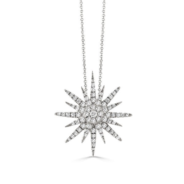 18K White Gold Diamond Starburst Pendant