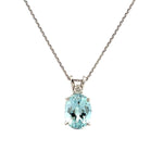 Load image into Gallery viewer, 14K White Gold Oval Swiss Blue Topaz and Diamond Pendant