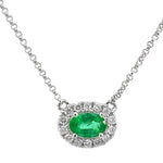 Load image into Gallery viewer, Emerald and Diamond Pendant Necklace