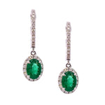 Load image into Gallery viewer, Emerald and Diamond Halo Earrings