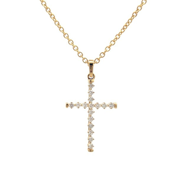14K Yellow Gold Diamond Cross Pendant