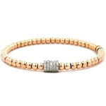 Load image into Gallery viewer, Stretchable 18K Rose Gold Bead Diamond Rondelle Bracelet