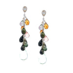 Load image into Gallery viewer, 14K White Gold Topaz and Amethyst Waterfall Earrings- FINAL SALE