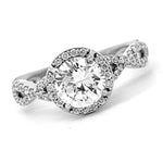 Load image into Gallery viewer, 18K White Gold Halo Diamond Engagement Ring With Twist Band