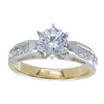 Load image into Gallery viewer, 14K Two-Tone Round Diamond Engagement Ring With Accented Band