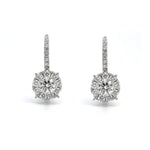 Load image into Gallery viewer, 14K White Gold Diamond Cluster Drop Earrings