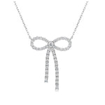 Load image into Gallery viewer, 14K White Gold Diamond Bow Pendant Necklace