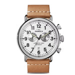 Load image into Gallery viewer, SHINOLA The Runwell Chrono Two-Eye 47mm Watch White Dial, Tan Leather Strap