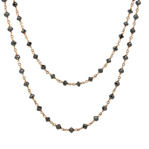 Rose Gold and Black Diamonds Bead Necklace