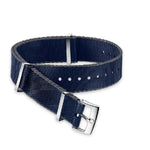 Load image into Gallery viewer, OMEGA NATO Blue Strap with Grey Borders 21-22mm