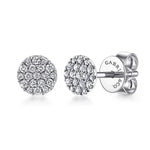Load image into Gallery viewer, 14K White Gold Pave Diamond Stud Earrings