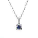 Load image into Gallery viewer, 14K White Gold Sapphire andDiamond Halo Pendant
