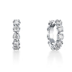 Load image into Gallery viewer, A.LINK 18K White Gold Small Diamond Hoop Earrings