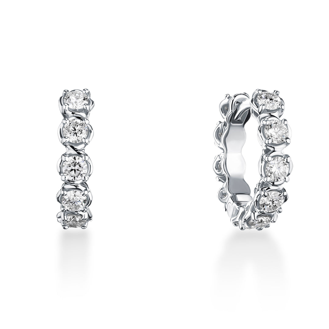 A.LINK 18K White Gold Small Diamond Hoop Earrings