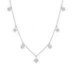 Load image into Gallery viewer, 14K White Gold Pave Diamond Dangle Station Necklace