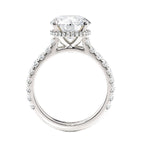 Load image into Gallery viewer, MICHAEL M 18K White Gold Round Diamond Side Stone and Hidden Halo Engagement Ring