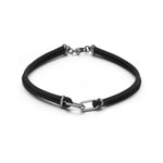 Load image into Gallery viewer, WALTERS FAITH Saxon Sterling Silver and Black Rhodium Double Link Leather Bracelet