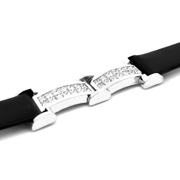 18K White Gold Invisible Set Princess Cut Diamond Link Bracelet