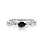 Load image into Gallery viewer, 14K White Gold Pear Sapphire and Diamond Stackable Ring