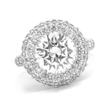 Load image into Gallery viewer, 18K White Gold Round Double Halo Engagement Ring