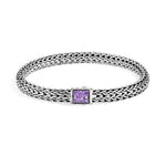 Load image into Gallery viewer, JOHN HARDY Icon Bracelet, Sterling Silver, Reversible Amethyst and Black Sapphire Gemstones, 6.5mm