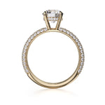 Load image into Gallery viewer, MICHAEL M 18K Yellow Gold Crown Round Hidden Halo Pave Engagement Ring