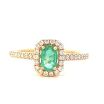 Load image into Gallery viewer, Emerald and Diamond Halo Ring