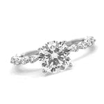 Load image into Gallery viewer, 18K White Gold Solitaire Side Stone Diamond Engagement Ring