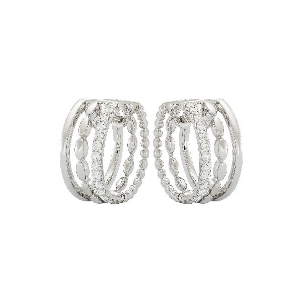 ETHO MARIA 18K White Gold Three Row Hoop Earrings