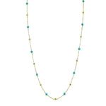 Load image into Gallery viewer, SLOANE STREET  18K Yellow Gold Chain Necklace with Bezel Set Turquoise and  Gold Strie Cushions