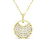 Load image into Gallery viewer, 14K Yellow Gold Pave Diamond Circle Disc Necklace