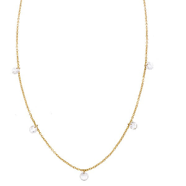 5 Stone Rose Cut Diamond Necklace