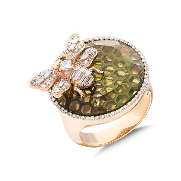 Queen Bee Diamond and Peridot Ring