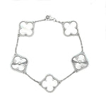 Load image into Gallery viewer, 14K White Gold Mother of Pearl Clover Bracelet