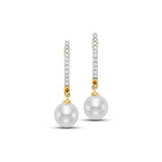 MASTOLONI 14K Yellow Gold Freshwater Pearl and Diamond Earrings