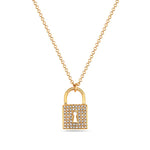 Load image into Gallery viewer, 14K Yellow Gold DIamond Pad Lock Pendant Necklace