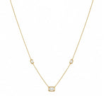 Load image into Gallery viewer, 18K Yellow Gold Emerald Cut Diamond Bezel Necklace