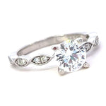 Load image into Gallery viewer, 18K White Gold Diamond Engagement Ring With Marquise Accented Band