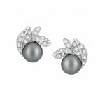 Load image into Gallery viewer, 18K White Gold Tahitian Pearl and Diamond Earrings