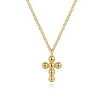 Load image into Gallery viewer, 14K Yellow Gold Small Beaded Cross Necklace