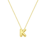 Load image into Gallery viewer, 14K Yellow Gold Bubble Letter K Initial Necklace