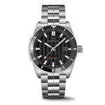 Load image into Gallery viewer, NORQAIN Adventure Sport 42mm Men's Watch, Black Pattern Dial and Stainless Steel Bracelet